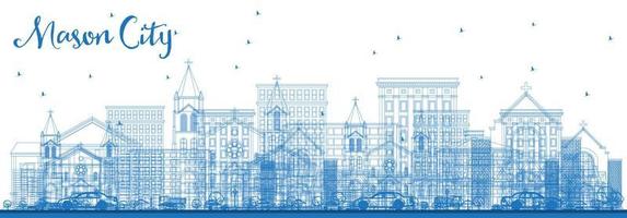 översikt murare stad iowa horisont med blå byggnader. vektor