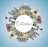 catania italien stadtskyline mit grauen gebäuden, blauem himmel und kopierraum. vektor