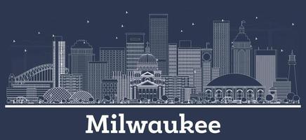 översikt milwaukee Wisconsin stad horisont med vit byggnader. vektor