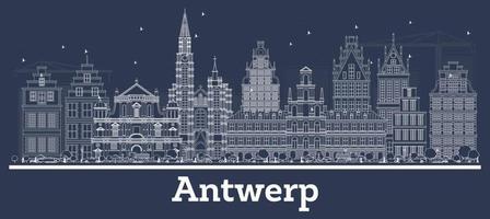 översikt antwerpen belgien stad horisont med vit byggnader. vektor