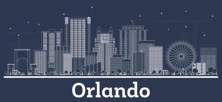 skizzieren sie die skyline von orlando florida mit weißen gebäuden. vektor