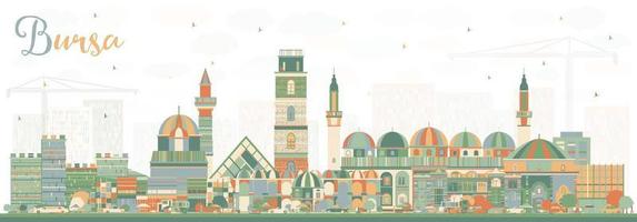 bursa Kalkon stad horisont med Färg byggnader. vektor