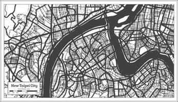 New Taipei City Taiwan Indonesien Stadtplan in Schwarz-Weiß-Farbe. Übersichtskarte. vektor