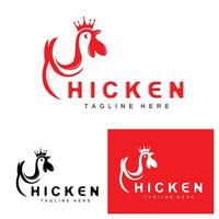 gegrilltes Hähnchen-Barbecue-Logo-Design, Hähnchenkopf-Vektor, Firmenmarke vektor