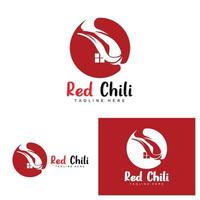 röd chili logotyp, varm chili paprikor vektor, chili trädgård hus illustration, företag produkt varumärke illustration vektor