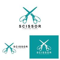 Scheren-Logo-Design, Barbershop-Rasierer-Vektor, Babershop-Scheren-Markenillustration vektor