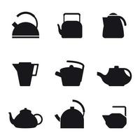 Reihe von isolierten einfachen Symbolen auf einem Thema Wasserkocher vektor