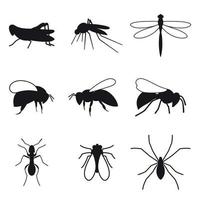 Reihe von Silhouettensymbolen zu einem Thema Insekt vektor