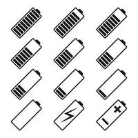 satz von isolierten einfachen symbolen auf einer themenbatterie vektor