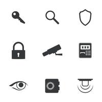 Reihe von isolierten Symbolen zum Thema Sicherheit vektor