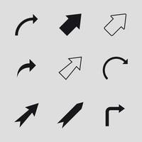 Reihe von isolierten Symbolen auf einem Thema Pfeile vektor