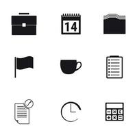 Reihe von isolierten Symbolen zu einem Thema Business und Büroarbeit vektor