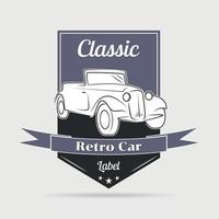 illustration zum thema retro-auto, logo, etikett, blau, schwarz vektor