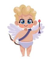 liten cupid med båge vektor