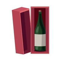 vin flaska i låda vektor