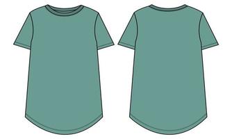 T-Shirt übersteigt technische Mode flache Skizzenvektor-Illustrationsschablone für Frauen. vektor