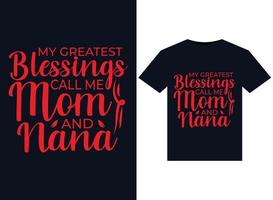 mein größter segen nennt mich mama und nana illustrationen für druckfertige t-shirt design vektor