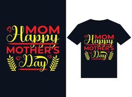 mamma Lycklig mors dag illustrationer för tryckfärdig t-tröjor design vektor