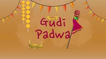 gudi padwa marathi neujahrsillustration grußbanner vektor
