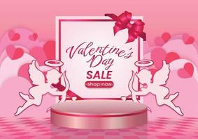 happy valentinstag verkauf display website banner 3d hintergrund vektor