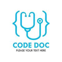 Code-Doc-Logo-Design-Vorlagenillustration. Es gibt Stetoskop. Das ist gut für die Medizin vektor