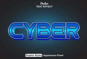 cyber-text-effekt mit grafikstil und bearbeitbar. vektor