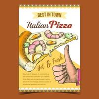 skaldjur italiensk skivad pizza på affisch vektor