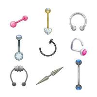 Piercing Ring Set Cartoon-Vektor-Illustration vektor