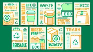 Werbeplakate für umweltfreundliche Verpackungen setzen Vektor