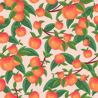 Peach Tree Pattern Bakgrund vektor