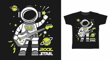 astronaut rock star t-shirt und kleidung trendiges design mit einfacher typografie vektor