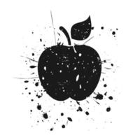 grunge svart äpple. vektor illustration