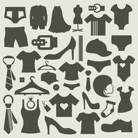 uppsättning av ikoner på en tema kläder. en vektor illustration