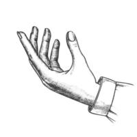 flicka hand gest innehav fiol ritad för hand vektor
