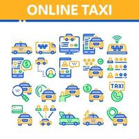Online-Taxi-Sammlung Elemente Symbole Set Vektor