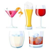 trinken glas set cartoon vektor illustration