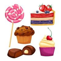 Dessert Kuchen Bäckerei Set Cartoon-Vektor-Illustration vektor
