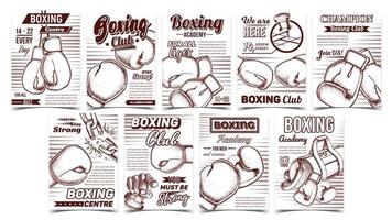 boxing club academy werbeplakate set vektor
