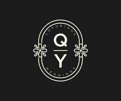 qy initialen brief hochzeit monogramm logos vorlage, handgezeichnete moderne minimalistische und florale vorlagen für einladungskarten, datum speichern, elegante identität. vektor