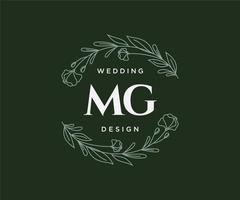 mg initialen brief hochzeit monogramm logos sammlung, handgezeichnete moderne minimalistische und florale vorlagen für einladungskarten, save the date, elegante identität für restaurant, boutique, café im vektor