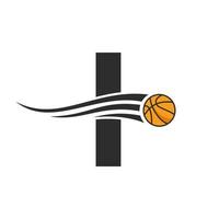 Buchstabe i Basketball-Logo-Design für Korb-Club-Symbol-Vektor-Vorlage. Basketball-Logo-Element vektor