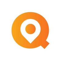 buchstabe q standort logo design zeichen. Standortsymbolkonzept mit Alphabet für Vektorvorlage für Straßenrichtungssymbole vektor
