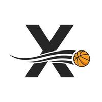 Buchstabe x Basketball-Logo-Design für Korb-Club-Symbol-Vektorvorlage. Basketball-Logo-Element vektor