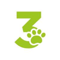 buchstabe 3 pet care logo, hundelogo design vektorzeichen und symbolvorlage vektor