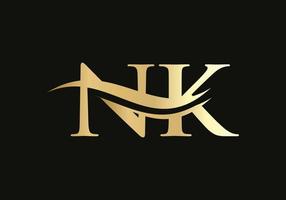 modernes nk-logodesign für geschäfts- und firmenidentität. kreativer nk-brief mit luxuskonzept vektor