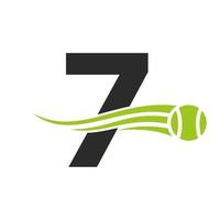 brev 7 tennis klubb logotyp design mall. tennis sport akademi, klubb logotyp vektor