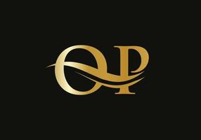 elegantes und stilvolles op-logo-design für ihr unternehmen. op-Brief-Logo. op-Logo für Luxus-Branding. vektor