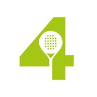 brev 4 padel racket logotyp design vektor mall. strand tabell tennis klubb symbol