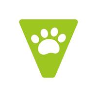 brev v sällskapsdjur vård logotyp, hund logotyp design vektor tecken och symbol mall