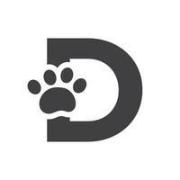 buchstabe d pet care logo, hundelogo design vektorzeichen und symbolvorlage vektor
